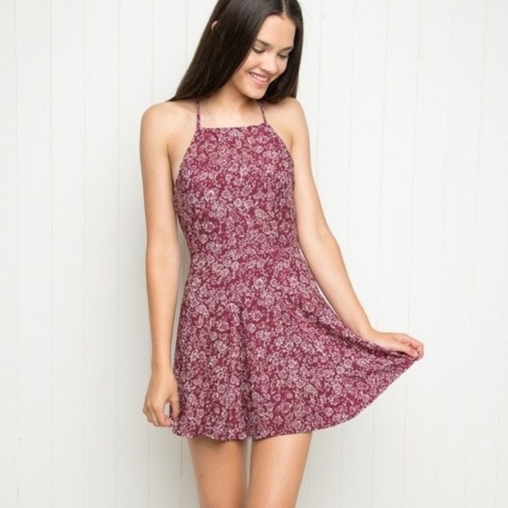 Tie back brandy Melville maroon floral dress